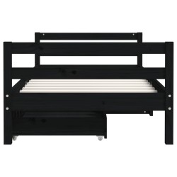 Cadre de lit pour enfant tiroirs noir 80x160 cm bois pin massif 
