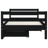 Cadre de lit pour enfant tiroirs noir 80x160 cm bois pin massif 