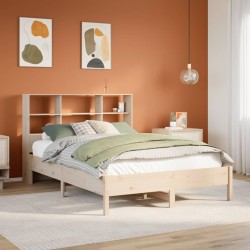 Lit bibliothèque sans matelas 120x200 cm bois de pin massif 