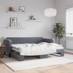Lit de jour avec gigogne sans matelas gris foncé 80x200 cm 
