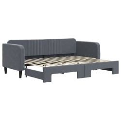 Lit de jour avec gigogne sans matelas gris foncé 80x200 cm 