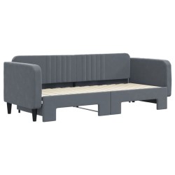 Lit de jour avec gigogne sans matelas gris foncé 80x200 cm 