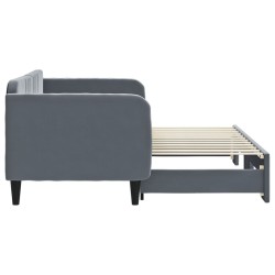 Lit de jour avec gigogne sans matelas gris foncé 80x200 cm 