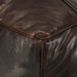 Pouf 60 x 60 x 30 cm Marron foncé Cuir véritable de chèvre 