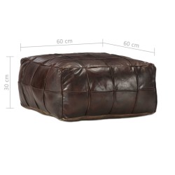 Pouf 60 x 60 x 30 cm Marron foncé Cuir véritable de chèvre 