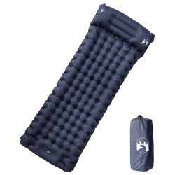 Matelas de camping autogonflant avec oreiller 1 personne gris 