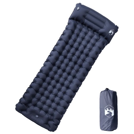 Matelas de camping autogonflant avec oreiller 1 personne gris 