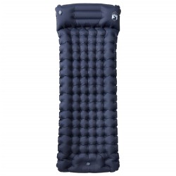 Matelas de camping autogonflant avec oreiller 1 personne gris 