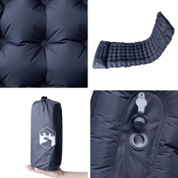 Matelas de camping autogonflant avec oreiller 1 personne gris 