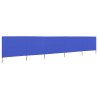 Paravent 5 panneaux Tissu 600 x 80 cm Bleu azuré 