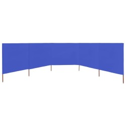 Paravent 5 panneaux Tissu 600 x 80 cm Bleu azuré 