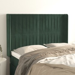 Tête de lit avec oreilles Vert foncé 147x16x118/128 cm Velours 