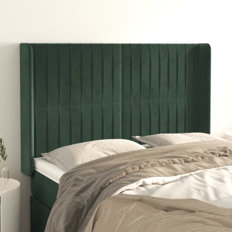 Tête de lit avec oreilles Vert foncé 147x16x118/128 cm Velours 