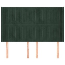 Tête de lit avec oreilles Vert foncé 147x16x118/128 cm Velours 