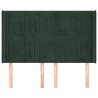 Tête de lit avec oreilles Vert foncé 147x16x118/128 cm Velours 