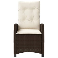 Chaise inclinable de jardin avec coussins marron résine tressée 