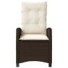Chaise inclinable de jardin avec coussins marron résine tressée 