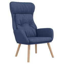 Chaise de relaxation avec repose-pied Bleu Tissu 