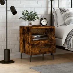 Table de chevet chêne fumé 40x35x47,5 cm bois d’ingénierie 