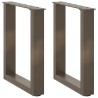 Pieds de table basse en U 2 pièces Acier naturel 28 x (42-43) cm Acier 