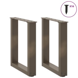 Pieds de table basse en U 2 pièces Acier naturel 28 x (42-43) cm Acier 