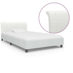 Cadre de lit sans matelas blanc similicuir 90x200 cm 