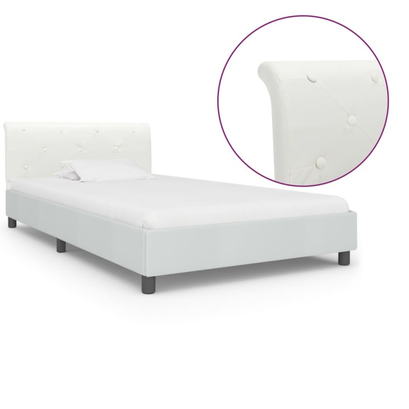 Cadre de lit sans matelas blanc similicuir 90x200 cm 