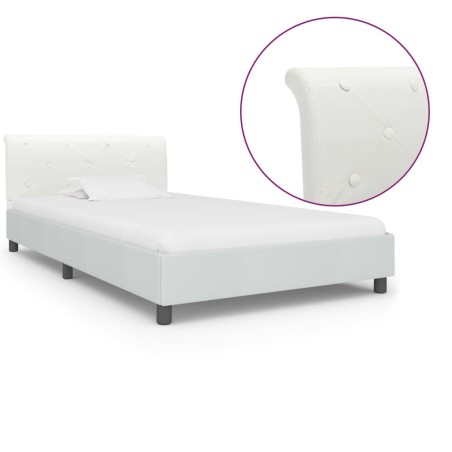 Cadre de lit sans matelas blanc similicuir 90x200 cm 