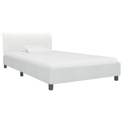 Cadre de lit sans matelas blanc similicuir 90x200 cm 
