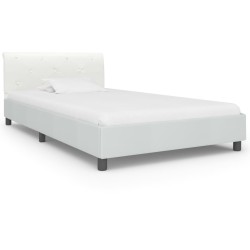 Cadre de lit sans matelas blanc similicuir 90x200 cm 