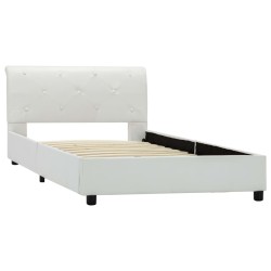 Cadre de lit sans matelas blanc similicuir 90x200 cm 