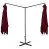 Parasol de jardin double avec mât en acier rouge bordeaux 