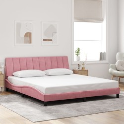 Cadre de lit sans matelas rose 180x200 cm velours 