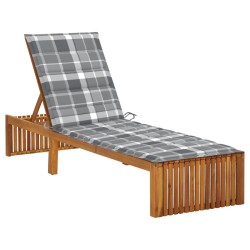 Chaise longue avec coussin Bois d'acacia solide 