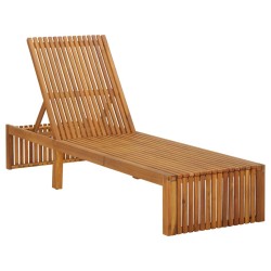 Chaise longue avec coussin Bois d'acacia solide 