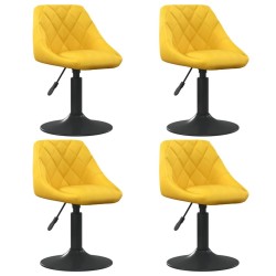 Chaises à manger pivotantes lot de 4 jaune moutarde velours 