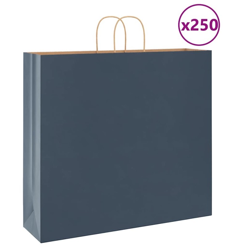 Sacs en papier 250 pcs avec poignées bleu 54x15x49 cm 