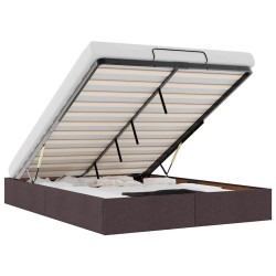 Cadre de lit ottoman sans matelas marron foncé 140x190 cm tissu 
