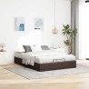 Cadre de lit ottoman sans matelas marron foncé 140x190 cm tissu 
