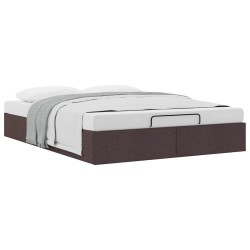 Cadre de lit ottoman sans matelas marron foncé 140x190 cm tissu 