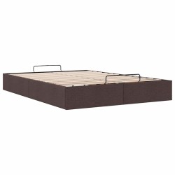 Cadre de lit ottoman sans matelas marron foncé 140x190 cm tissu 