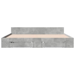Cadre de lit avec tiroirs sans matelas gris béton 200x200 cm 