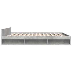 Cadre de lit avec tiroirs sans matelas gris béton 200x200 cm 