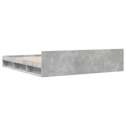 Cadre de lit avec tiroirs sans matelas gris béton 200x200 cm 