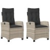 Chaises inclinables jardin lot de 2 et coussins résine tressée 
