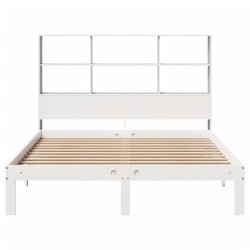 Lit bibliothèque sans matelas blanc 120x200 cm bois pin massif 