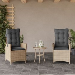 Chaises inclinables jardin lot de 2 et coussins résine tressée 