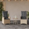 Chaises inclinables jardin lot de 2 et coussins résine tressée 