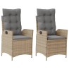 Chaises inclinables jardin lot de 2 et coussins résine tressée 