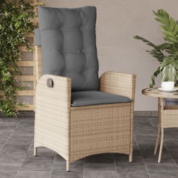 Chaises inclinables jardin lot de 2 et coussins résine tressée 